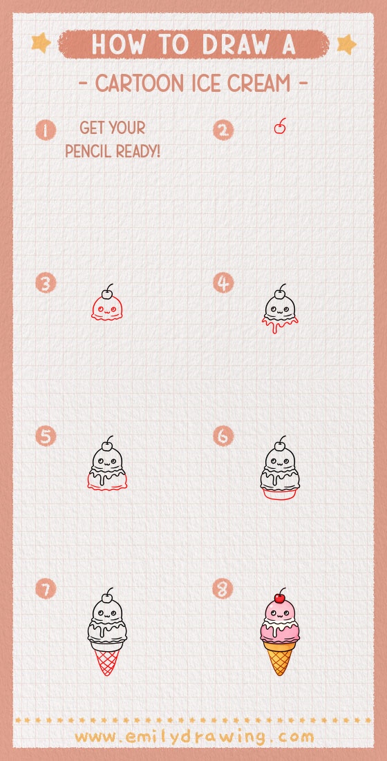 how to draw a cartoon ice cream pinterest pin